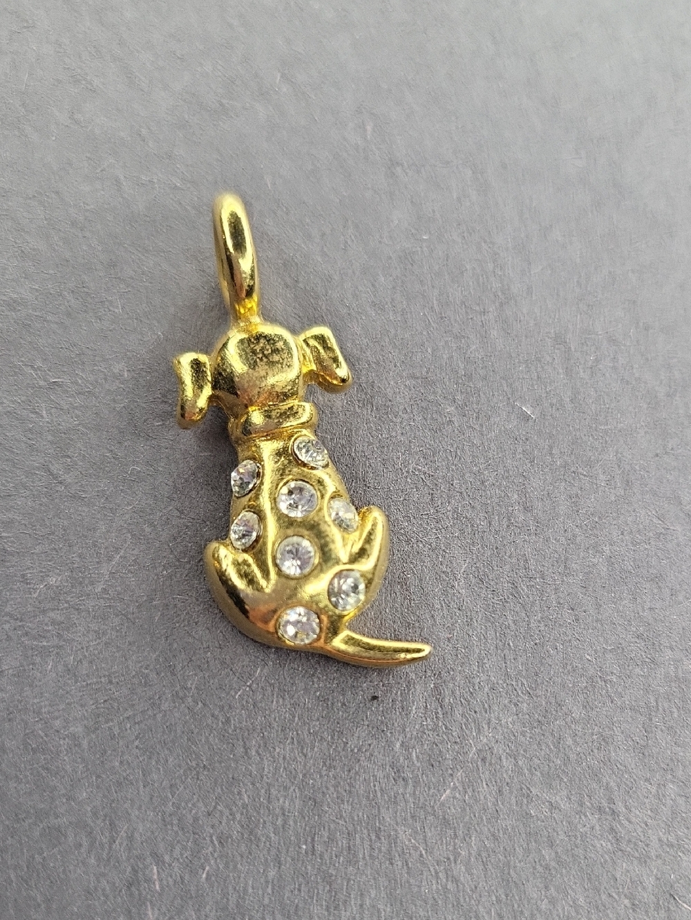 Gold-tone Dog Charm Pendant with Crystal Accents